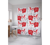 Штора (занавеска) для ванной JoyArty "Цветочная пышность" из сатена, 180х200 см с крючками, sc_12275