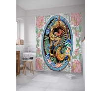 Штора (занавеска) для ванной JoyArty "Сказка о драконе" из сатена, 180х200 см с крючками, sc_17914