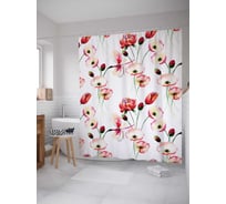 Штора (занавеска) для ванной JoyArty "Цветочное созвездие" из сатена, 180х200 см с крючками, sc_11916