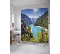 Штора (занавеска) для ванной JoyArty "Солнечная река" из сатена, 180х200 см с крючками, sc_12162