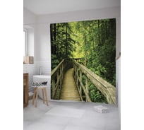 Штора (занавеска) для ванной JoyArty "Маршрут через лес" из сатена, 180х200 см с крючками, sc_12150