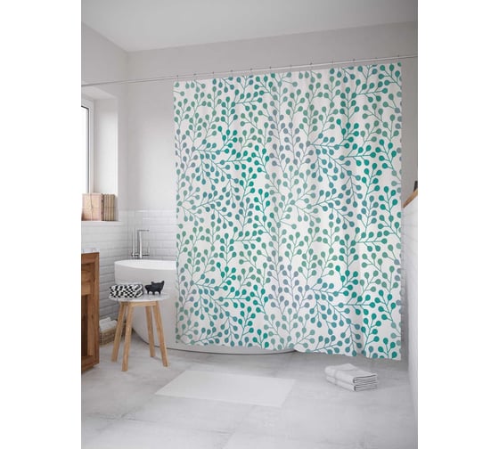 Штора (занавеска) для ванной JoyArty "Лесная структура" из сатена, 180х200 см с крючками, sc_11571 1