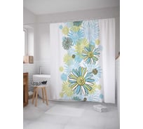 Штора (занавеска) для ванной JoyArty "Космический сад" из сатена, 180х200 см с крючками, sc_12023