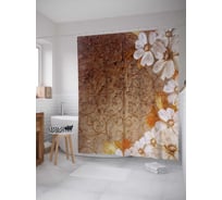 Штора (занавеска) для ванной JoyArty "Цветочная фантазия" из сатена, 180х200 см с крючками, sc_17670