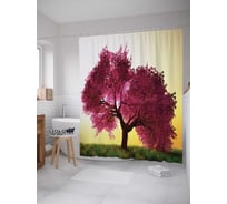 Штора (занавеска) для ванной JoyArty "Дерево любви" из сатена, 180х200 см с крючками, sc_17889