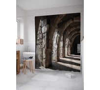 Штора (занавеска) для ванной JoyArty "Каменный коридор" из сатена, 180х200 см с крючками, sc_17849