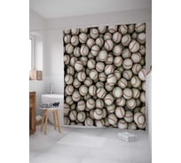 Штора (занавеска) для ванной JoyArty "Запас мячей" из сатена, 180х200 см с крючками, sc_11452