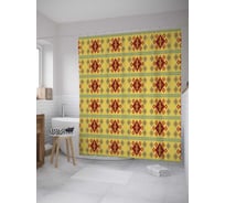 Штора (занавеска) для ванной JoyArty "Орнамент с полосами" из сатена, 180х200 см с крючками, sc_10188