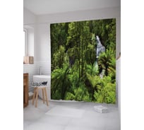 Штора (занавеска) для ванной JoyArty "Водопад за кустами" из сатена, 180х200 см с крючками, sc_11429