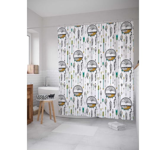 Штора (занавеска) для ванной JoyArty "Шары судьбы" из сатена, 180х200 см с крючками, sc_17943 1