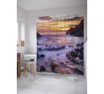 Штора (занавеска) для ванной JoyArty "Горный туман" из сатена, 180х200 см с крючками, sc_12289