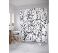 Штора (занавеска) для ванной JoyArty "Ветвистое небо" из сатена, 180х200 см с крючками, sc_17952