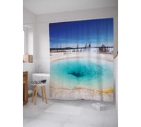 Штора (занавеска) для ванной JoyArty "Голубая лагуна" из сатена, 180х200 см с крючками, sc_17983