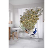 Штора (занавеска) для ванной JoyArty "Павлиний узор" из сатена, 180х200 см с крючками, sc_17190
