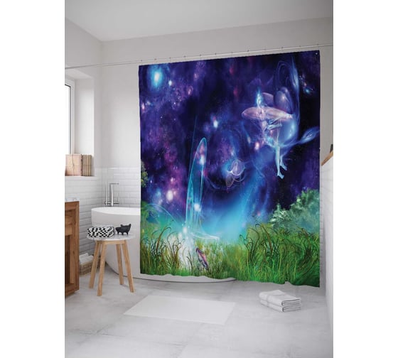 Штора (занавеска) для ванной JoyArty "Ледяная фея" из сатена, 180х200 см sc_244945 1