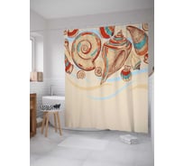 Штора (занавеска) для ванной JoyArty "Облачные ракушки" из сатена, 180х200 см с крючками, sc_17263