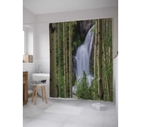 Штора (занавеска) для ванной JoyArty "Таинственный лес" из сатена, 180х200 см с крючками, sc_10122