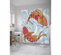 Штора (занавеска) для ванной JoyArty "Волшебные сомы на волнах" из сатена, 180х200 см с крючками, sc_10015