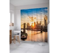 Штора (занавеска) для ванной JoyArty "Мост под закатом" из сатена, 180х200 см с крючками, sc_15550