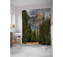 Штора (занавеска) для ванной JoyArty "Горы в облаках" из сатена, 180х200 см с крючками, sc_19022