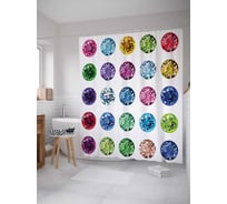 Штора (занавеска) для ванной JoyArty "Цветные камни" из сатена, 180х200 см с крючками, sc_17401