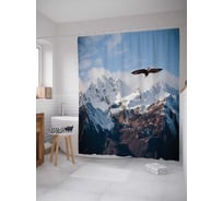 Штора (занавеска) для ванной JoyArty "Горный орел" из сатена, 180х200 см с крючками, sc_15307