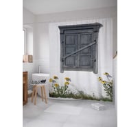 Штора (занавеска) для ванной JoyArty "Забитое окно" из сатена, 180х200 см с крючками, sc_18001