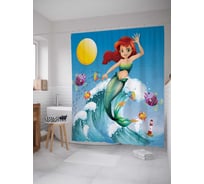 Штора (занавеска) для ванной JoyArty "Летящая русалка" из сатена, 180х200 см с крючками, sc_13875