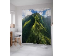 Штора (занавеска) для ванной JoyArty "Зеленеющая гора" из сатена, 180х200 см с крючками, sc_15309
