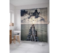 Штора (занавеска) для ванной JoyArty "Солнечный мост" из сатена, 180х200 см с крючками, sc_17472