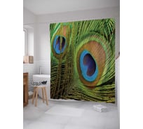 Штора (занавеска) для ванной JoyArty "Фантазия с перьями" из сатена, 180х200 см с крючками, sc_17191