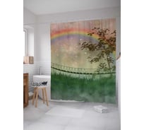 Штора (занавеска) для ванной JoyArty "Мост из радуги" из сатена, 180х200 см с крючками, sc_17474