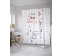 Штора (занавеска) для ванной JoyArty "Любовь и мечты" из сатена, 180х200 см с крючками, sc_11093