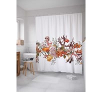 Штора (занавеска) для ванной JoyArty "Морские водоросли" из сатена, 180х200 см с крючками, sc_17285