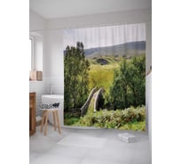 Штора (занавеска) для ванной JoyArty "Одинокий мост" из сатена, 180х200 см с крючками, sc_17475