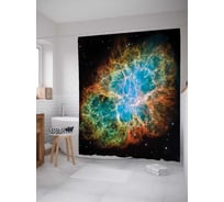 Штора (занавеска) для ванной JoyArty "Космический взрыв" из сатена, 180х200 см с крючками, sc_14498