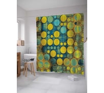 Штора (занавеска) для ванной JoyArty "Ретро узоры с кругами и точками" из сатена, 180х200 см с крючками, sc_17167