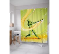 Штора (занавеска) для ванной JoyArty "Опытный бейсболист" из сатена, 180х200 см с крючками, sc_17290