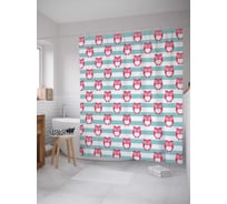 Штора (занавеска) для ванной JoyArty "Парад из сов" из сатена, 180х200 см с крючками, sc_15690