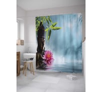 Штора (занавеска) для ванной JoyArty "Будда в водном источнике" из сатена, 180х200 см с крючками, sc_10027