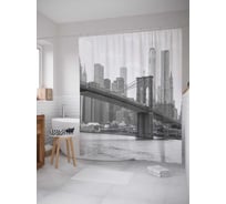 Штора (занавеска) для ванной JoyArty "Мост к небоскребам" из сатена, 180х200 см с крючками, sc_18065