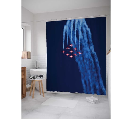 Штора (занавеска) для ванной JoyArty "Фигуры высшего пилотажа" из сатена, 180х200 см с крючками, sc_15618 1