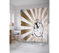 Штора (занавеска) для ванной JoyArty "Волшебный бросок" из сатена, 180х200 см с крючками, sc_17298