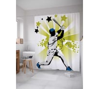 Штора (занавеска) для ванной JoyArty "Звездная игра" из сатена, 180х200 см с крючками, sc_17299