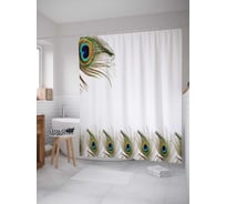 Штора (занавеска) для ванной JoyArty "Марш перьев" из сатена, 180х200 см с крючками, sc_17188