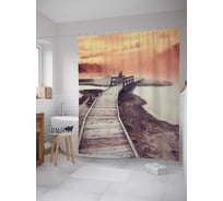 Штора (занавеска) для ванной JoyArty "За рекой в туман" из сатена, 180х200 см с крючками, sc_17984