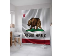 Штора (занавеска) для ванной JoyArty "Флаг республики Калифорния" из сатена, 180х200 см с крючками, sc_11212