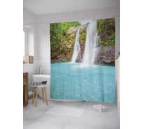 Штора (занавеска) для ванной JoyArty "Тихий водопад" из сатена, 180х200 см с крючками, sc_10141