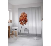 Штора (занавеска) для ванной JoyArty "Одинокое дерево" из сатена, 180х200 см с крючками, sc_17614