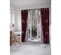 Штора (занавеска) для ванной JoyArty "Лесной ветер" из сатена, 180х200 см с крючками, sc_11829